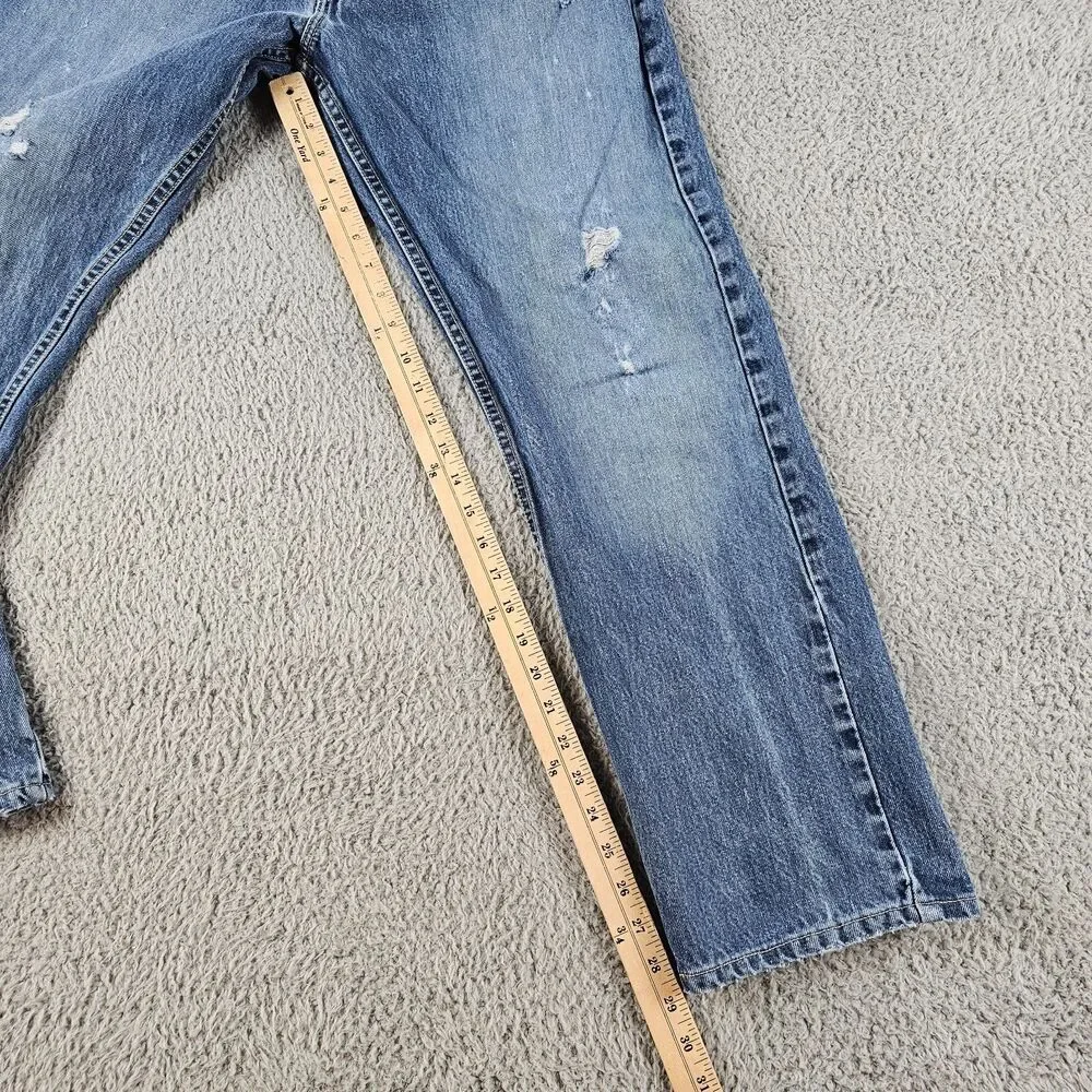 Harley Davidson Jeans Men 32x29 Blue Denim Distressed Biker Grunge Skater Cotton